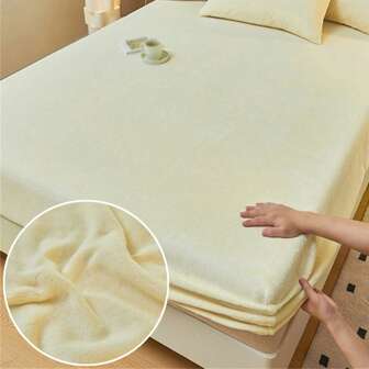 Simple Solid Color Milk Velvet Fitted Sheet, Suitable For Year-Round Daily Bedroom Use