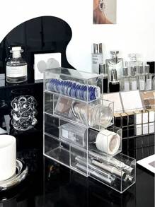 1个化妆收纳盒，适用于梳妆台，大容量透明抽屉，可收纳口红、化妆刷、隐形眼镜、珠宝盒、化妆包、化妆刷架、香水收纳盒、化妆包，是送给女性的礼物，也是圣诞礼物和送礼佳品。 - 無色 - 查看 3