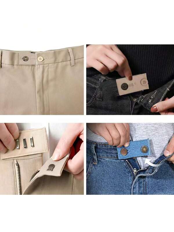 1 pieza Extensión de cintura con hebilla, botón ajustable para extender la cintura de pantalones, extensión de cintura de jeans sin costura