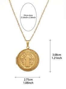 Custom Necklace Stainless Steel Vintage Round Cross Pendant Virgin Mary Saint Necklace