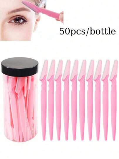 50pcs Eyebrow Trimmer & Razor, Callus Remover, Body Hair Removal Trimmer & Facial & Eyebrow Shaver Set With Long Handle Blades And Precision Cover, Suitable For Women Or Travel Use