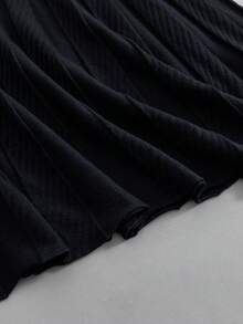 Autumn Winter A-Line Women Long Knit Sweater Dress - Black - View 6