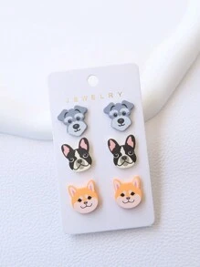 1 套（3 对）可爱动物猫形耳钉，仿软陶瓷丙烯酸涂层漆，有趣的个性化 Ins 风格猫耳饰品 - 貓咪 - 查看 6