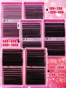 640/621片睫毛嫁接套装，D卷度10D+20D+30D+40D/50D+60D+80D+100D/80D+100D+120D+150D DIY睫毛嫁接仿貂毛睫毛 - 高级D卷度自然卷单根睫毛套装 DIY睫毛嫁接 - 可重复使用，轻便易用，睫毛簇，单根睫毛，假睫毛 - D - 查看 3