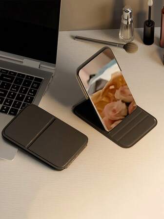 1/2Pcs Portable Makeup Mirror, Solid Color, Simple, Portable, Foldable, Cute Pocket Mirror,Suitable For Back To School Season, Christmas Gifts, Birthday Gifts, School Supplies, Home Decor,Travel Essentials