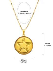 Customized Necklace, Fashionable Couple/Bestie Necklace With Smooth Pentagon Star Pendant, Commemorative Gift For Friends And Loved Ones