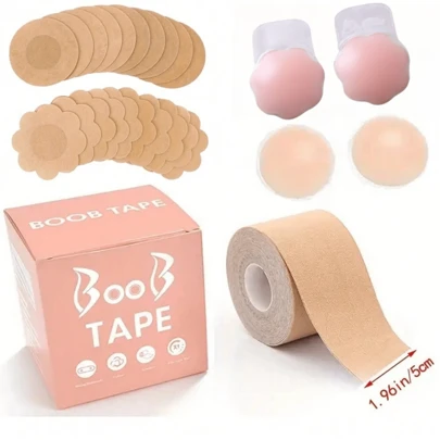 Lift Breast Tape Invisible Breathable Pull Up Chest Lift Muscle Tape Chest Bandage, Sports Accessories Set Includes: Invisible Breast Lift Tape, Breast Enhancing Bandage, Breast Support Body Tape, Lift Pads For Bras, Brassieres And Underthings For Women