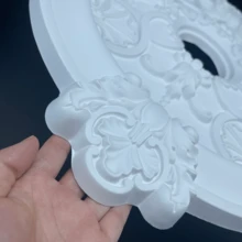 PU Lighting Plate, Imitation Gypsum Resin PVC Polyurethane Home Decor Material, Round Plate Foam Wall Panel Accessory With Center Round Hole - White - View 3