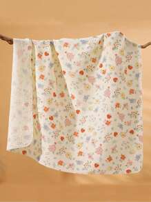 1 件草莓花朵图案柔软婴儿襁褓毯，婴儿防惊吓包裹，透气婴儿浴巾 - 紅色 - 查看 2