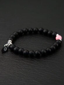 2pcs/Set Magnetic Heart Couple Bracelets, Bead Bracelet, Versatile Colors & Styles Suitable For Daily Wear, Parties, Great Gift For Boyfriend