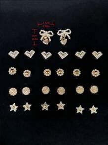 26 pièces Accessoires pour chaussures forme crocodile (fleur à 6 pétales avec perles, nœud, petite étoile, lapin, cœur etc.) - Facile à installer, accessoires amovibles DIY pour personnaliser les chaussures de type "babies", les chaussures de jardin, les sabots, les sandales et les sacs de plage. Cadeau parfait pour les fêtes et les occasions spéciales