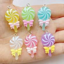10pcs Cute Candy Lollipop Pendant, Resin Material, Suitable For Jewelry Making, DIY Crafts, Bracelets, Keychains, Earrings, Great For Valentine's Day Gifts