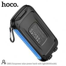 Hoco DB51 Power Bank 8000 mAh con Carga Solar y Pantalla LED: Potencia y Comodidad al Alcance de tu Mano - Negro y Azul - Ver 4