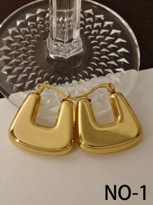 Pendientes de aro gruesos dorados para mujeres, pendientes de aro gruesos chapados en oro de 18K, ligeros, joyas de moda hipoalergénicas y regalo - par de oro - Ver 3