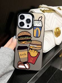 1 pieza Funda protectora para teléfono con forma de hamburguesa de moda, compatible con iPhone11/12/13/14/15/16/16PRO/16PROMAX, Serie GalaxyA05/A15/A25/A35/A53/A54/A55/S23/S24ULTRA