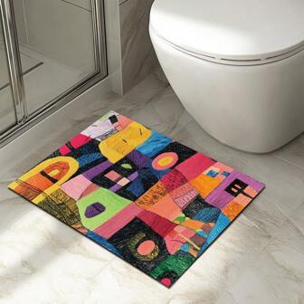 1 件 7 色渐变艺术印花防滑浴室垫，可水洗吸水水晶天鹅绒门垫，浴室、客厅、卧室、厨房家居装饰，浴室地毯，地毯，户外地毯，门垫，浴室装饰，秋季装饰，浴室配件，返校入口装饰