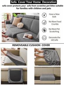 1pc Stretch Sofa Cover, Universal Four Seasons Anti-Slip Anti-Splash Full Wrap Fabric Thicker Sofa Seat Cushion Cover, Machine Washable Sofa Throw Blanket, Dustproof And Dirt-Resistant Home Decor Pet Friendly Protector Fits L-Shaped Sofa And 1/2/3/4 Seater For Bedroom, Office, Living Room