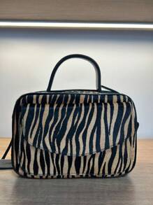 Bolsa feminina de couro legítimo animal print