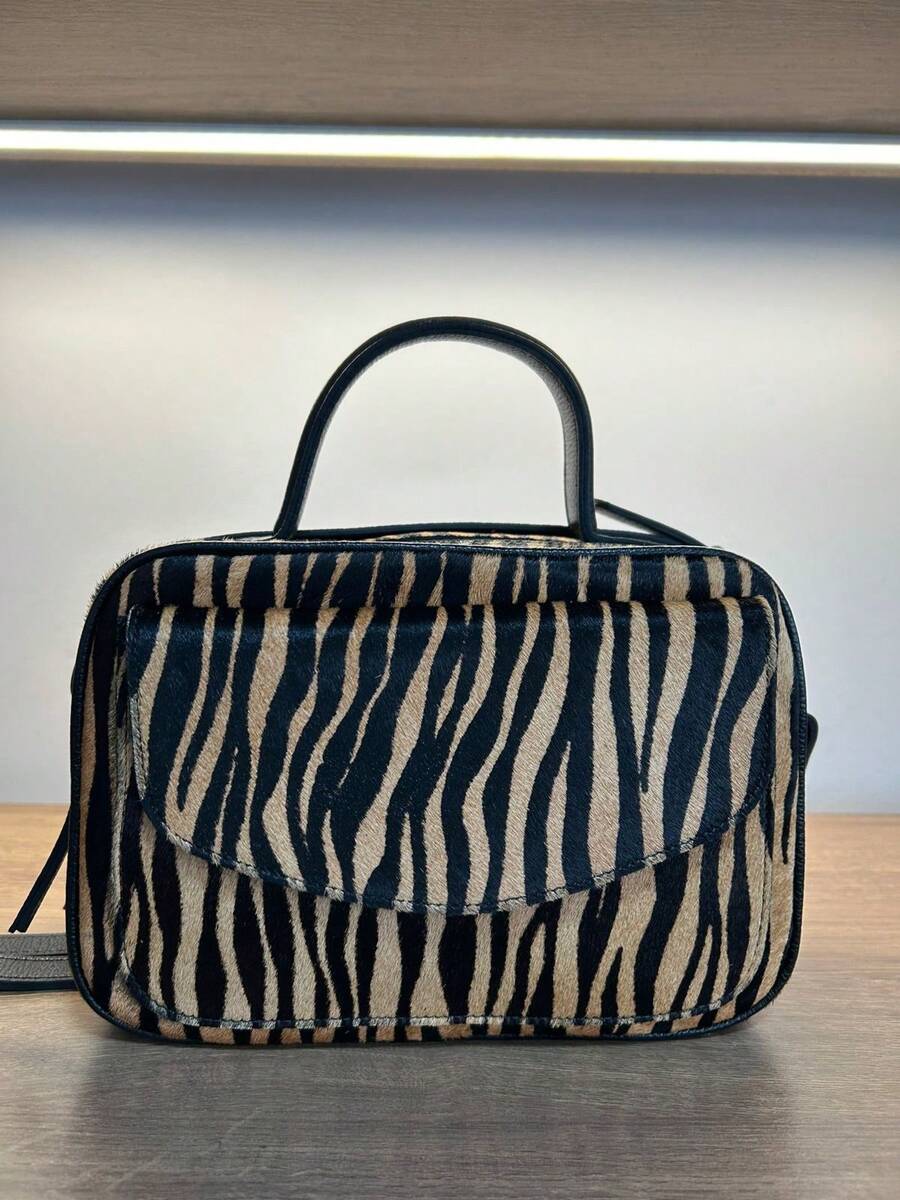 Bolsa feminina de couro legítimo animal print