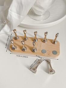 3D Solid Wooden Oval Nail Art Holder + 10 Finger Displays, Magnetic Base. Include Resin Crystal Ball, Rhinestone, Retro Floral Holographic Decorations, DIY For Home, Salon, Wedding, Valentine's Gift - Multicolor - View 24