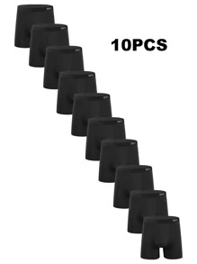 10 条装 男士纯色舒适休闲长款平角内裤