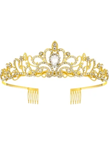 2pcs/Set Rhinestone Crystal Rose Gold Silver Crown Tiara Birthday Princess Gold Onion Glitter Sash Ribbon And Crown For Women Birthday Princess Party Decorations Accessories The Wedding Party. Bridal Headwear. Bachelorette Party Lady Headwear Decoration Courtship Valentine's Headdress Decoration