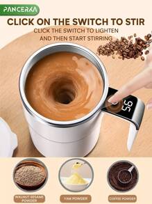 White Electric Coffee Mug With Temperature Sensing, Magnetic Auto-Stirring, Portable Electric Coffee/Milkshake Shaker Cup For Protein Powder, Available In Black And Pink