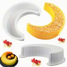 1pc/2pcs Mooncake Mold, Mooncake Mousse Cake Silicone Mold, Baking Method, Dessert Mold, Chocolate Mold, Bread And Pizza Baking Mold, Kitchen Baking Tools, Moon - White - View 2