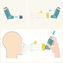 Handheld Spacer For Inhaler With 2 Comfortable Face Masks(Yellow) - Yellow - View 2