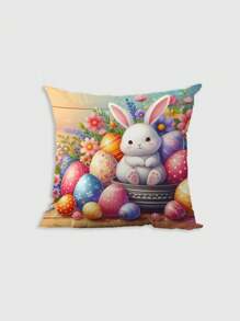 Bộ 4 vỏ gối nhung in hình thỏ Phục Sinh và trứng dễ thương, dùng trang trí phòng ngủ, sofa, nhà cửa (không bao gồm ruột gối). - Nhiều màu - Xem 3