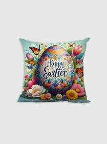 Bộ 4 vỏ gối nhung in hình thỏ Phục Sinh và trứng dễ thương, dùng trang trí phòng ngủ, sofa, nhà cửa (không bao gồm ruột gối). - Nhiều màu - Xem 5