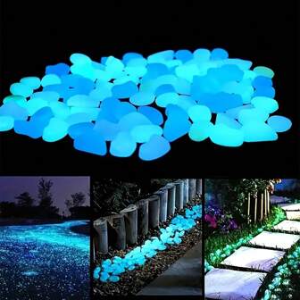 50/100/200/400 piezas Piedras pequeñas que brillan en la oscuridad, guijarros luminosos para jardín, senderos, plantas de interior, parques y acuarios, decoración de iluminación ambiental para uso diario, vacaciones, fiestas, Año Nuevo y diversas ocasiones