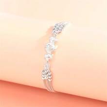 1条925镀银光滑串珠手链，女士时尚派对婚礼配饰，圣诞礼物 - 銀色 - 查看 5