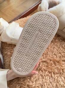 1 Pair Unisex EVA Thermal Lined Bow Decor Anti-Slip Thick Sole Flat Casual Shoes, Suitable For Autumn/Winter - Beige - View 10