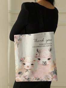 1pc Customized Canvas Bag, Unique Design (Photo, Landscape, Illustration), Foldable, Large Capacity, Lightweight, Stylish, Personalized Tote Bag, Shoulder Bag, Casual Shopping Bag Bags Ladies