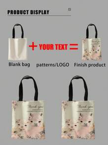 1pc Customized Canvas Bag, Unique Design (Photo, Landscape, Illustration), Foldable, Large Capacity, Lightweight, Stylish, Personalized Tote Bag, Shoulder Bag, Casual Shopping Bag Bags Ladies