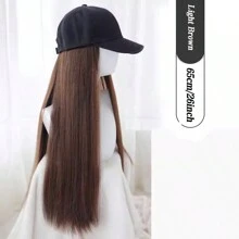 Synthetic Long Black Duck Bill Hat With Attached Wig, Cap Full Set Wig, Lightweight And Wearable All Season - Multicolor - View 13