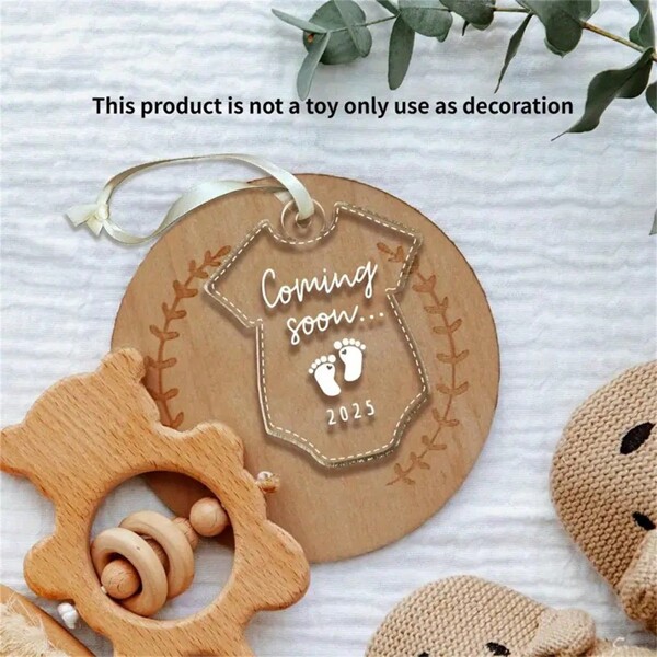 3Pcs Acrylic Creative Unique Pregnancy Announcement Decoration, 2025 Transparent Coming Soon Hanging Decoration, Suitable For New Year'S Eve Decorative Pendants, Holiday Gifts - Personalized Expectations, Souvenirs, Joy 2025