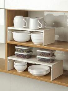 1pc Expandable Kitchen Shelf Rack, Multi-Layer Pot Holder Spice Jar Dish Storage Organizer
