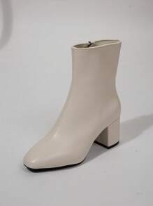 Botas altas de puntera cuadrada estilo celebridad Kennd, botas largas con aspecto y tacón grueso, botas de montar con cordones para mujer, con forro de piel para otoño/invierno