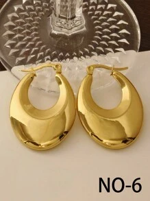 Pendientes de aro gruesos dorados para mujeres, pendientes de aro gruesos chapados en oro de 18K, ligeros, joyas de moda hipoalergénicas y regalo - par de oro - Ver 12