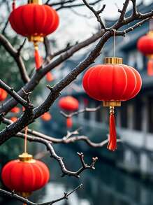 30/25/20 件迷你红灯笼装饰，婚礼庆典绿色植物装饰，新年和春节节日门挂，适用于新年、婚礼、节日