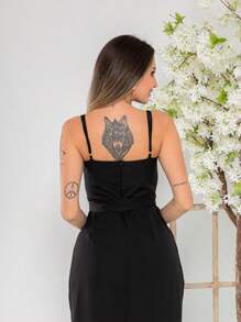 V761 Tailored Midi Dress With Straps - Black - View 6