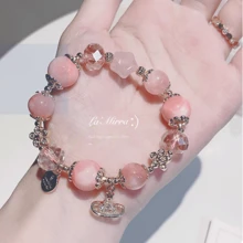1 件天然玛瑙、草莓石英、宇宙星空设计手工手链，吸引爱情 - 多色 - 查看 5