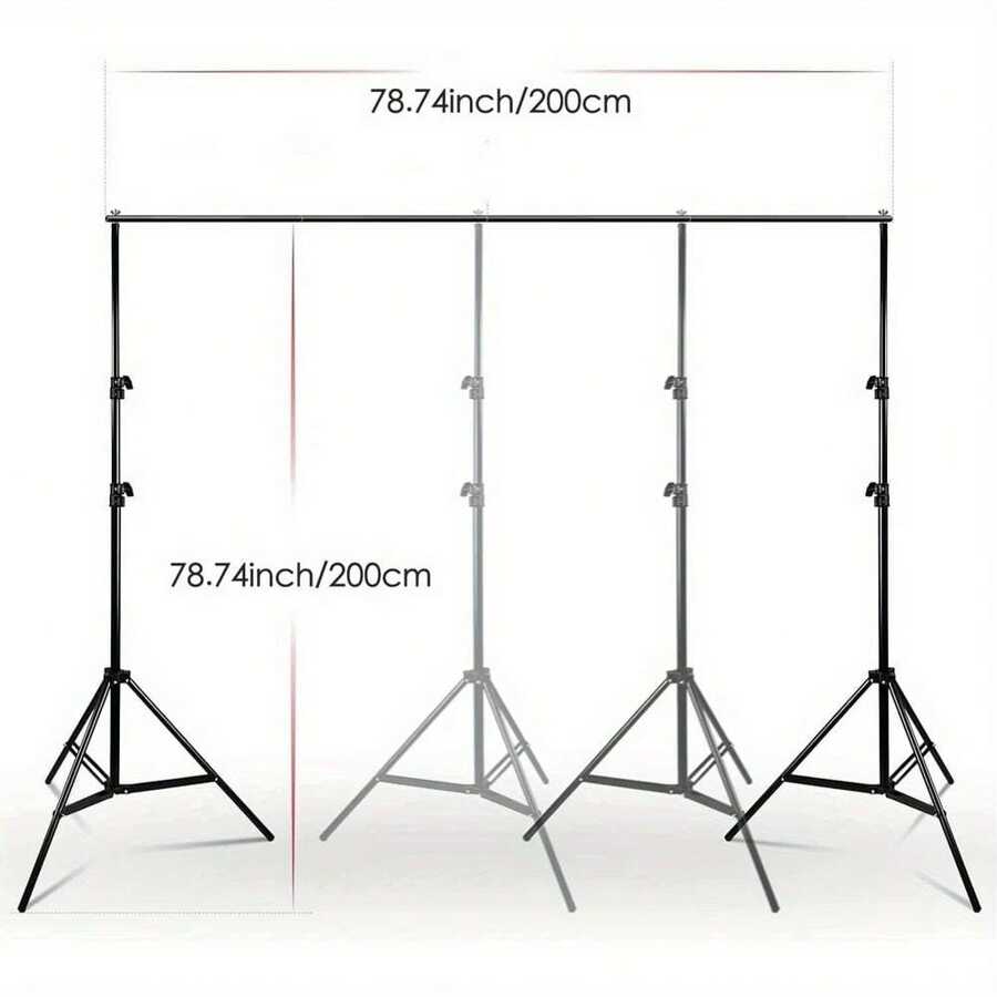 NEWKS Versatile 2mX2m Photography Backdrop Stand With 6 Spring Clamps, 2 Sandbags , 6 Tether Clips And One Bag Perfect For Photo Shoots, Live Streaming, Home Decor, Event Backdrops, And Birthdays - Black - View 1