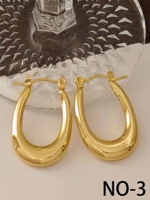 Pendientes de aro gruesos dorados para mujeres, pendientes de aro gruesos chapados en oro de 18K, ligeros, joyas de moda hipoalergénicas y regalo - par de oro - Ver 16