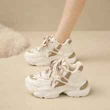 女士时尚保暖内衬保暖运动鞋低帮冬靴2024新款韩国潮流厚底休闲雪地靴 - 米色 - 查看 5