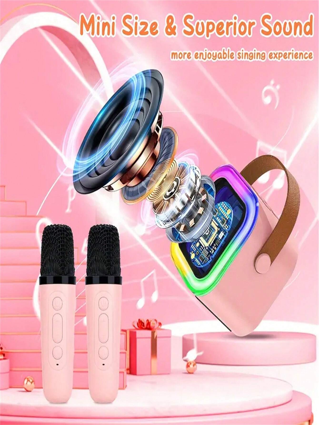 Machine Karaoké Portable SDRD 20W Avec 2 Micros Sans Fil Et Bluetooth