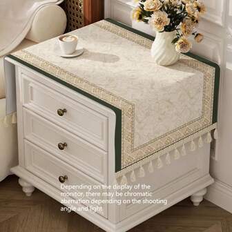1pc Rectangular American Style Bedside Cabinet Tablecloth, Bedroom Desktop Protective Cover Cloth, Home Living Room Coffee Table Decorative Fabric