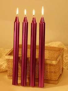 4pcs Electroplated Straight Candlesticks, European Style Long Stem Candle Holders For Home, Romantic Candlelight Dinner, Wedding, Birthday, Valentine's Day - Gold, Silver, Red, White, Black, Green, Blue, Pink, Purple, Bronze - Straight Shape - View 9
